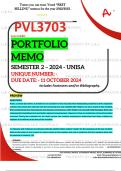 PVL3703 PORTFOLIO MEMO - OCT./NOV.  2024 - SEMESTER 2 - UNISA - DUE DATE :- 11 OCTOBER 2024 (DETAILED ANSWERS WITH FOOTNOTES AND BIBLIOGRAPHY - DISTINCTION GUARANTEED!) 