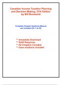 Solutions for Canadian Income Taxation Planning and Decision Making, 2024/2025, 27th Edition by Buckwold (All Chapters included)