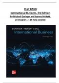 TEST BANK for International Business, 3rd Edition by Michael Geringer and Jeanne McNett.  all Chapter 1 – 15 fully covered