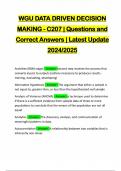 WGU DATA DRIVEN DECISION MAKING - C207 | Questions and Correct Answers | Latest Update 2024/2025