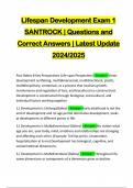 Lifespan Development Exam 1 SANTROCK | Questions and Correct Answers | Latest Update 2024/2025