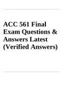 ACC 561 Final  Exam Questions &  Answers Latest  (Verified Answers)