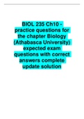 BIOL 235 Ch10 - practice questions for the chapter Biology (Athabasca University) expected exam questions with correct answers complete update solution