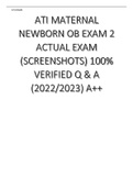 ATI MATERNAL NEWBORN OB EXAM 2 ACTUAL EXAM (SCREENSHOTS) 100- VERIFIED Q & A (2022-2023) A++