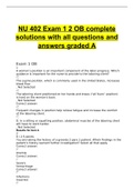 NU 402 Exam 1 2 OB complete solutions with all questions and answers graded A