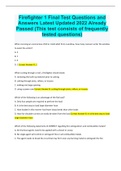 Firefighter 1 Final Test Questions and Answers Latest Updated 2022 Already Passed (This test consists of frequently tested questions)