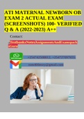 ATI MATERNAL NEWBORN OB EXAM 2 ACTUAL EXAM (SCREENSHOTS) 100- VERIFIED Q & A (2022-2023) A++