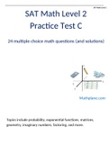 SAT Math Level 2 Practice Test C // 24 multiple choice math questions (and solutions)