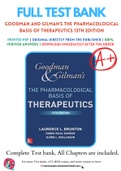 Test Banks For Goodman and Gilman's The Pharmacological Basis of Therapeutics 13th Edition by Laurence Brunton; Bjorn Knollman; Randa Hilal-Dandan, 9781259584732, Chapter 1-71 Complete Guide