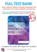 Test Bank for Lewis's Medical-Surgical Nursing: Assessment and Management of Clinical Problems 12th Edition By Marianne M. Harding, Jeffrey Kwong, Debra Hagler Chapter 1-69 Complete Guide A+