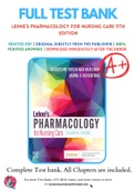 Test Bank for Lehne's Pharmacology for Nursing Care 11th Edition By Jacqueline Burchum; Laura Rosenthal Chapter 1-112 Complete Guide A+