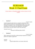 NURS-6630 Week 11 Final Exam (Exam solutions, with updated multiple versions resources for 2022 Exams)