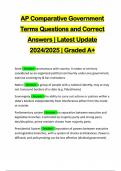 AP Comparative Government Terms Questions and Correct Answers | Latest Update 2024/2025 | Graded A+