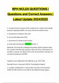 BPH NCLEX QUESTIONS | Questions and Correct Answers | Latest Update 2024/2025