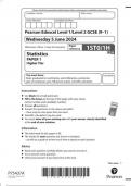  Pearson Edexcel Level 1/Level 2 GCSE (9–1) 1ST0/1H Statistics  PAPER 1  Higher Tier JUNE 2024