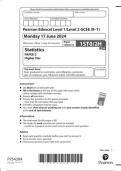  Pearson Edexcel Level 1/Level 2 GCSE (9–1) 1ST0/2H Statistics  PAPER 2  Higher Tier JUNE 2024