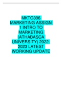 MKTG396 Marketing Assign 1 Intro to Marketing (Athabasca University) 2022-2023 latest working update