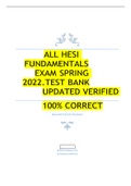 ALL HESI FUNDAMENTALS EXAM SPRING 2022.TEST BANK UPDATED VERIFIED 100% CORRECT