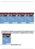 TEST BANK For Health Assessment for Nursing Practice, 7th Edition by Wilson, All Chapters 1 - 24, Complete Newest Version