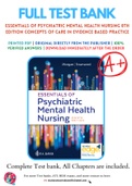 Test Bank for Essentials of Psychiatric Mental Health Nursing Concepts of Care in Evidence Based Practice 8th Edition By Karyn I Morgan, Mary C. Townsend Chapter 1-32 Complete Guide A+