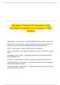 Manager Training Of Assisted Living Facilities Questions And Answers 100% Verified.