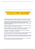 FTCE Prek-3 Practice Test Questions And Answers 100% Verified 2024.