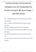 Emergency Care and Transportation for the Sick and Injured JBL Exam Chapter 1 Q&A 100% Solved