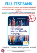 Test Bank for Essentials of Psychiatric Mental Health Nursing Concepts of Care in Evidence Based Practice 8th Edition By Karyn I Morgan, Mary C. Townsend Chapter 1-32 Complete Guide A+