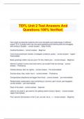 TEFL Unit 2 Test Answers And Questions 100% Verified.