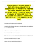 Scribe America Final Exam -- Pathophysiology (given a description of a specific disease process, answer with the medical term) + Disease Workup (provide specific ED test to diagnose the medical condition, if radiology test, specify body part) 2022/2023