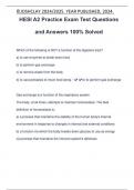 HESI A2 Practice Exam Test Questions and Answers 100% Solved