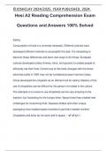 Hesi A2 Reading Comprehension Exam Questions and Answers 100% Solved