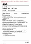 Actual 2024 AQA A-LEVEL DRAMA & THEATRE 7262/W Component 1 Question Ppr + Mark Scheme + Insert