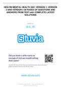 HESI RN MENTAL HEALTH 2021 VERSION 1| VERSION 2 AND VERSION 3 38 PAGES OF QUESTIONS AND ANSWERS FROM TEST With COMPLETE LATEST SOLUTIONS.