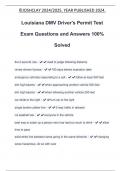 Louisiana DMV Driver's Permit Test Exam Questions and Answers 100% Solved