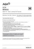 AQA GCSE BENGALI Higher Tier Paper 1 Listening Test Transcript june 2024 8638/LH/T