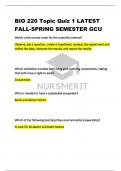 BIO 220 Topic Quiz 1 LATEST FALL-SPRING SEMESTER GCU