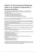 Chapter 15 Documenting and Reporting Potter et al Canadian Fundamentals of Nursing, 6th Edition (questions & answers) A+ guide.