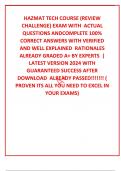 HAZMAT TECH COURSE (REVIEW CHALLENGE) EXAM WITH  ACTUAL  QUESTIONS ANDCOMPLETE 100% CORRECT ANSWERS WITH VERIFIED AND WELL EXPLAINED  RATIONALES   ALREADY GRADED A+ BY EXPERTS  | LATEST VERSION 2024 WITH GUARANTEED SUCCESS AFTER DOWNLOAD  ALREADY PASSED!!