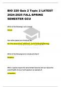 BIO 220 Quiz 2 Topic 2 LATEST  2024-2025 FALL-SPRING  SEMESTER GCU