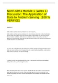  NURS 6051 Module 1 (Week 1) Discussion: The Application of Data to Problem-Solving  (100 % VERIFIED)/ NURS 6051 Transforming Nursing And Healthcare Through Technology