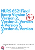 NURS 6521 Final Exam Version 1, Version 2, Version 3, Version 4,Version 5, Version 6, Version 7