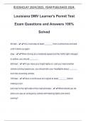 Louisiana DMV Learner's Permit Test Exam Questions and Answers 100% Solved