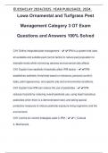 Lowa Ornamental and Turfgrass Pest Management Category 3 OT Exam Questions and Answers 100% Solved