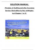 Solution Manual for Principles of Auditing and other Assurance Services 22nd edition by Ray whittington kurt Consists of 21 Complete Chapters, ISBN: 978-1260598087