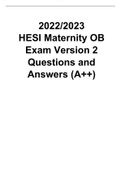 HESI OB MATERNITY VERSION 1 (V1) & VERSION 2 (V2) EXAM BUNDLE 2022/2023