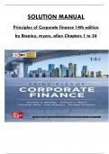 Solution Manual for Principles of Corporate finance 14th edition by Brealey, myers, allen Consists of 34 Complete Chapters, ISBN: 978-1265074159