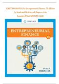 SOLUTION MANUAL For Entrepreneurial Finance, 7th Edition by J. Chris Leach, Ronald W. Melicher all chapters 1-16 covered ISBN: 9780357442043