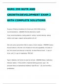 NURS 299 NUTR AND GROWTH/DEVELOPMENT EXAM 2 WITH COMPLETE SOLUTIONS