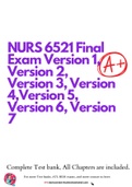 NURS 6521 Final Exam Version 1, Version 2, Version 3, Version 4,Version 5, Version 6, Version 7